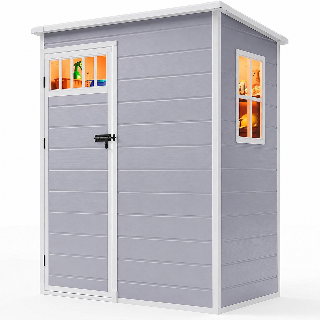 Outdoor Storage Shed with Fence-Style Window and Built-In Floor for Garden Tools Outdoor Storage Shed with Fence-Style Window and Built-In Floor for Garden Tools - Image 1